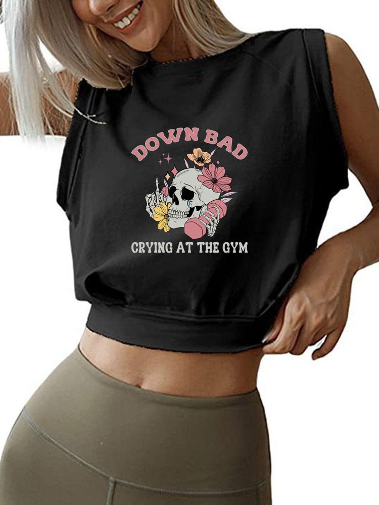 DOWN BAD CRYING AT THE GYM SLEEVELESS CROP TOPS