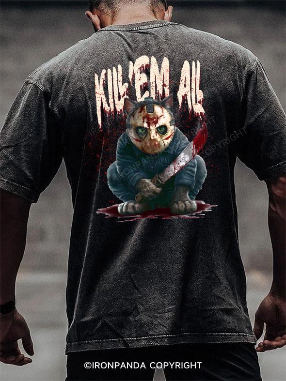 Kill'em All back printed Washed Gym Shirt