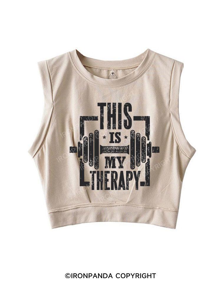 THIS IS MY THERAPY SLEEVELESS CROP TOPS