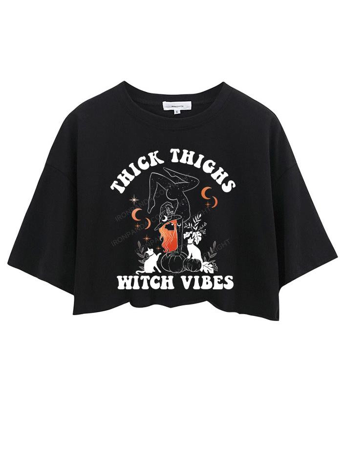 THICK THIGHS WITCH VIBES CROP TOPS