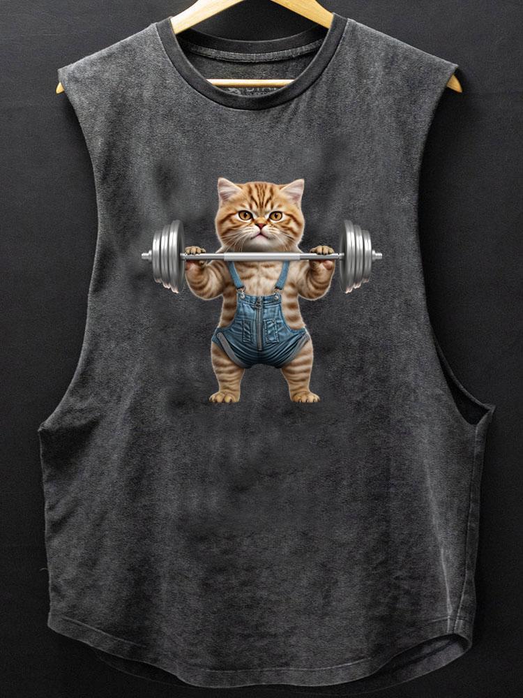 Weightlifting cat SCOOP BOTTOM COTTON TANK