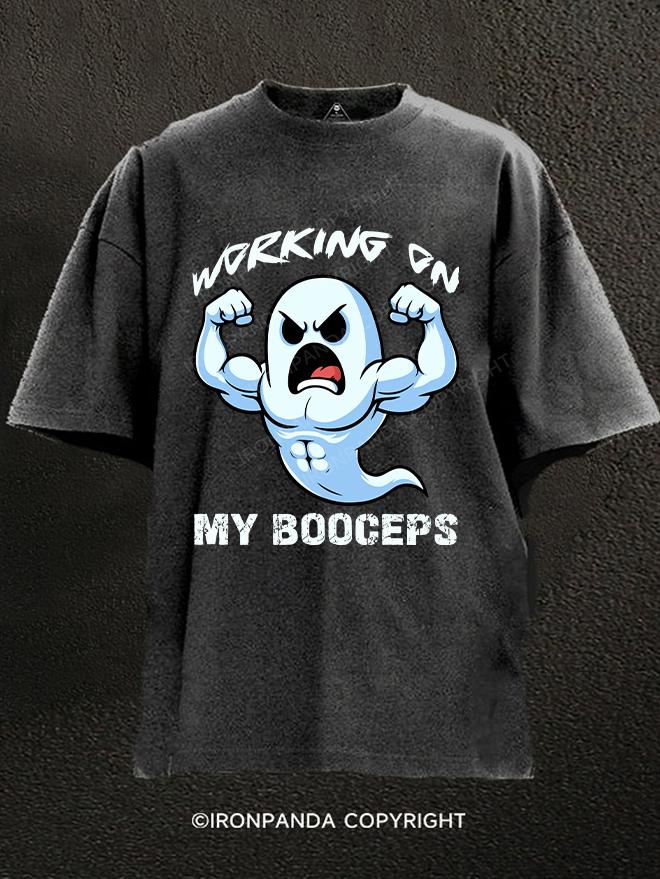 WORKING ON MY BOOCEPS Washed Gym Shirt