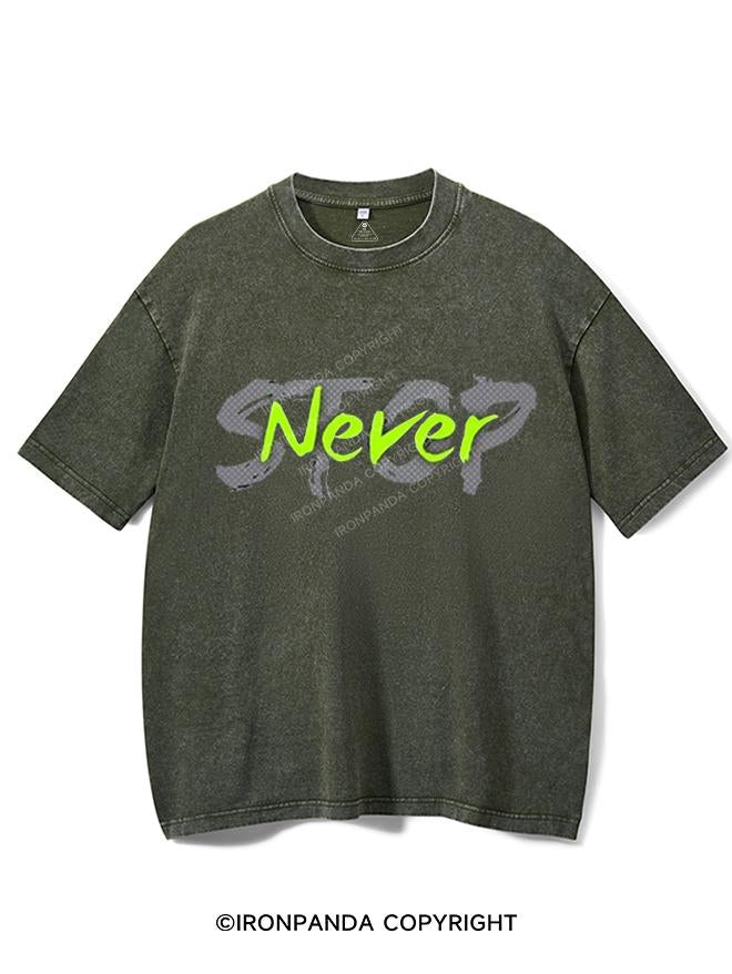 NEVER STOP VINTAGE GYM SHIRT