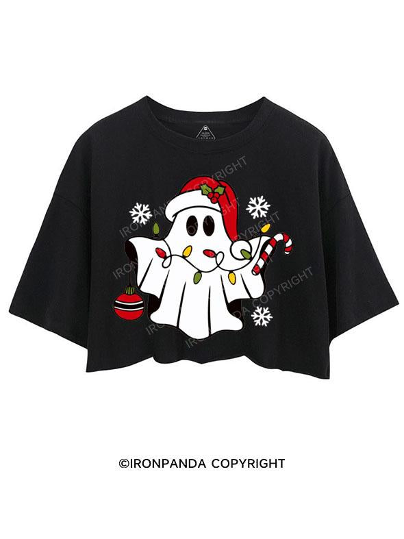 GHOSTING IN A HOLLY JOLLY MOOD CROP TOPS