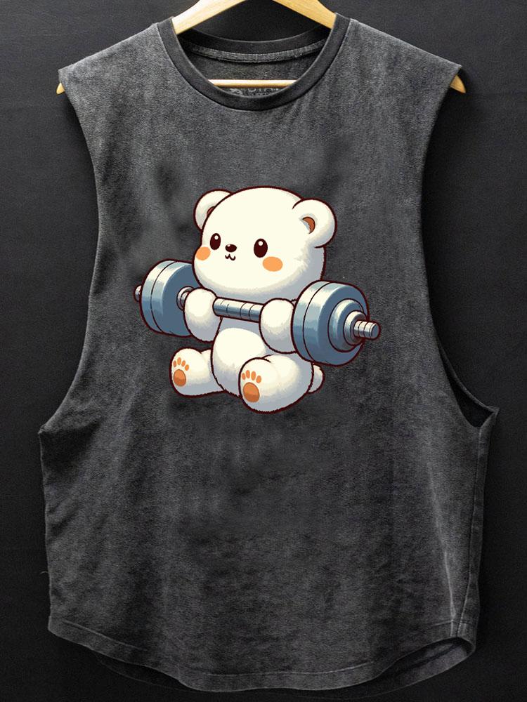 weightlifting toy bear SCOOP BOTTOM COTTON TANK