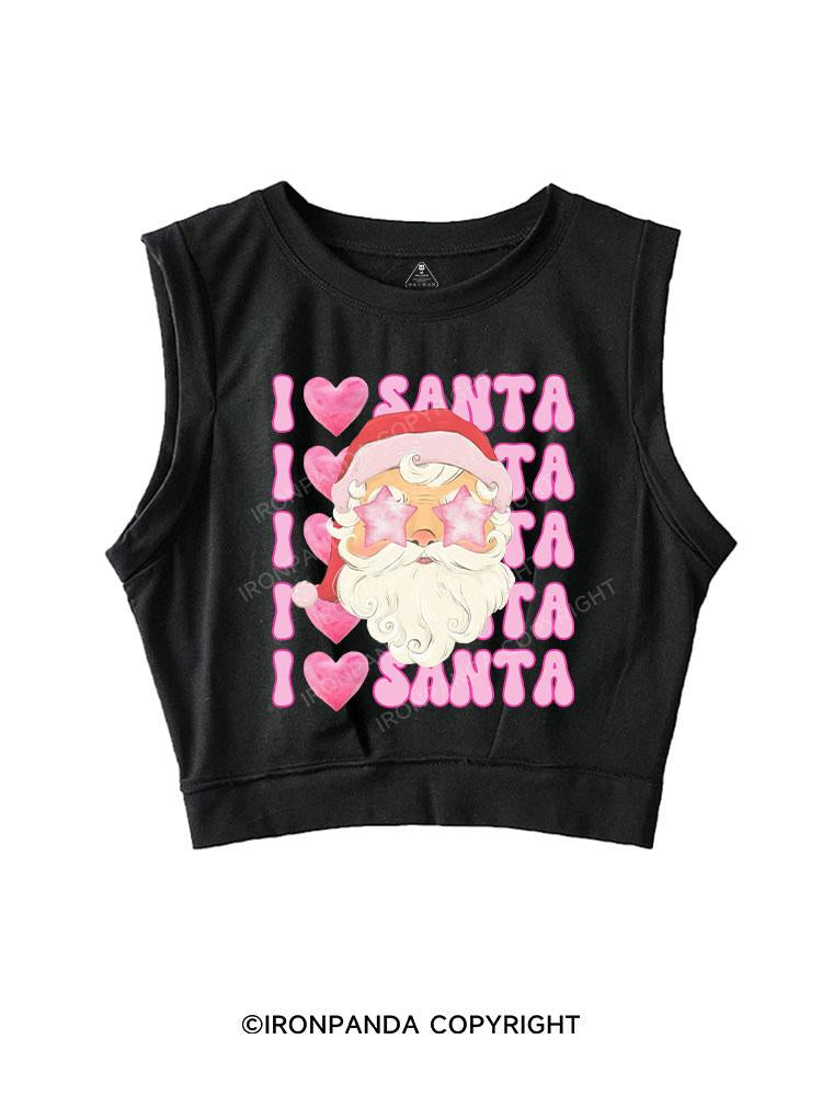 I LOVE SANTA SLEEVELESS CROP TOPS