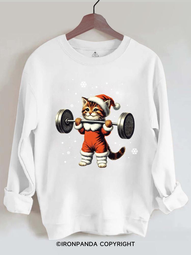 CHRISTMAS DEADLIFT cat Gym Sweatshirt