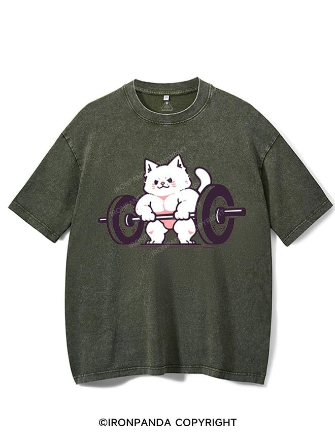 STRONG MUSCLE LIFTING CAT VINTAGE GYM SHIRT