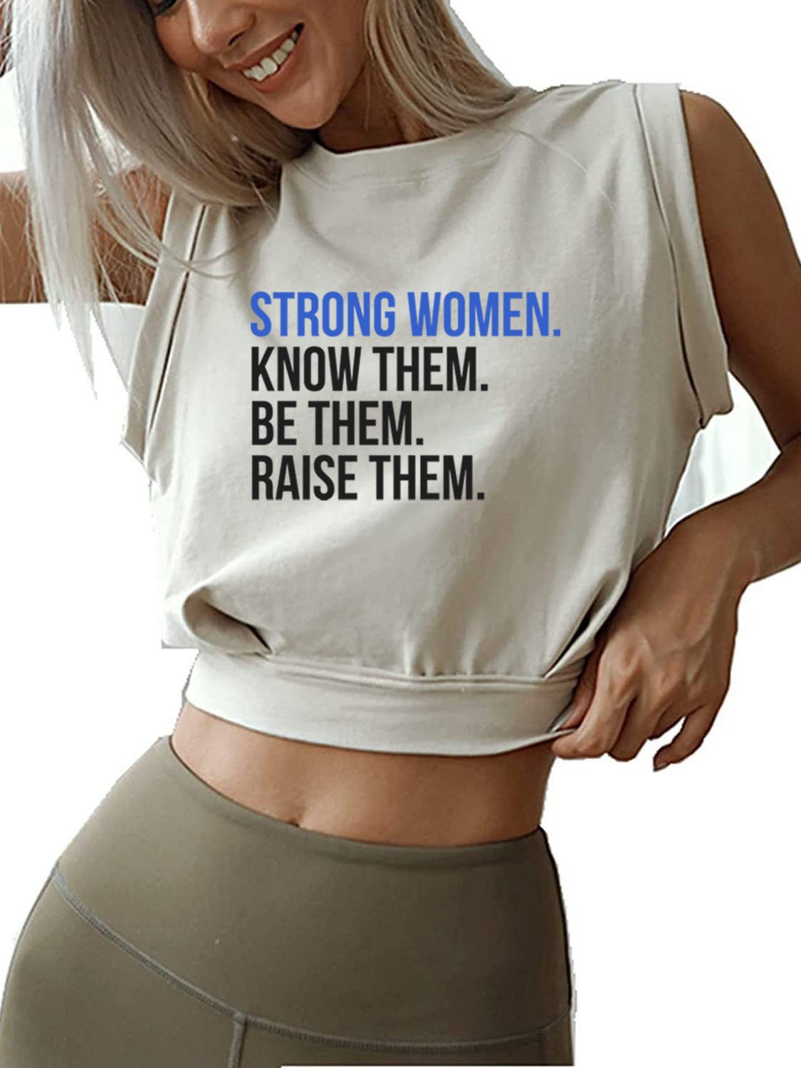 STRONG WOMEN BE THEM SLEEVELESS CROP TOPS