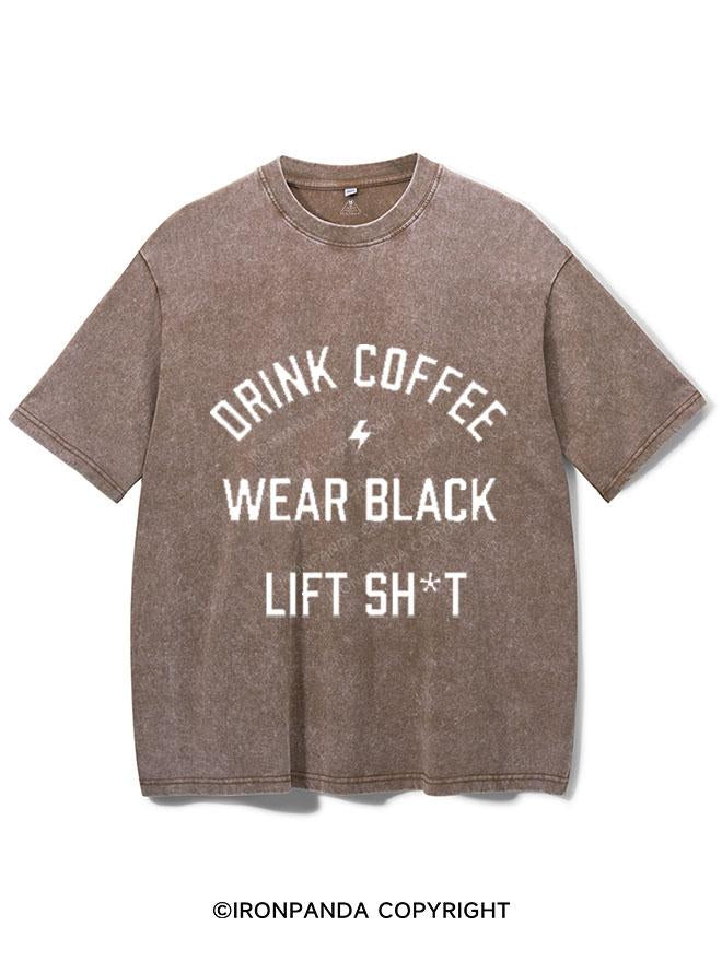 DRINK COFFEE WEAR BLACK VINTAGE GYM SHIRT