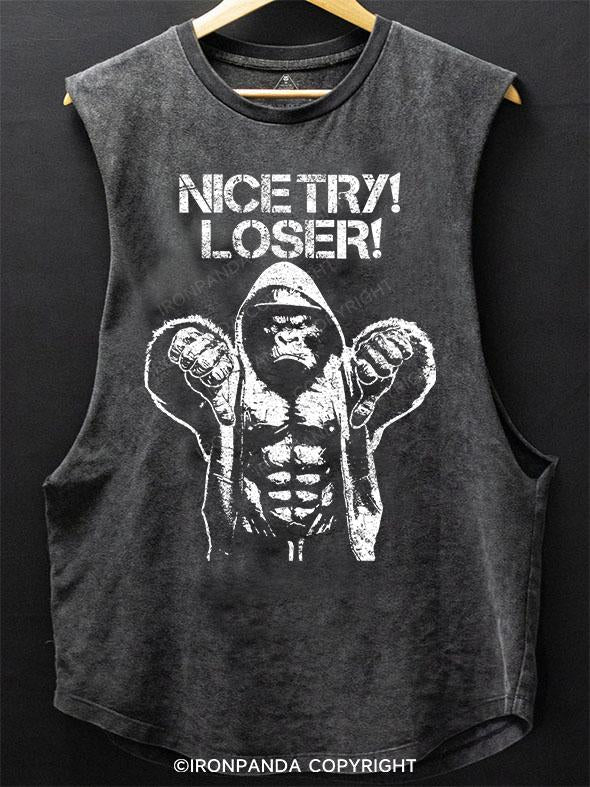 nice try loser gorilla SCOOP BOTTOM COTTON TANK