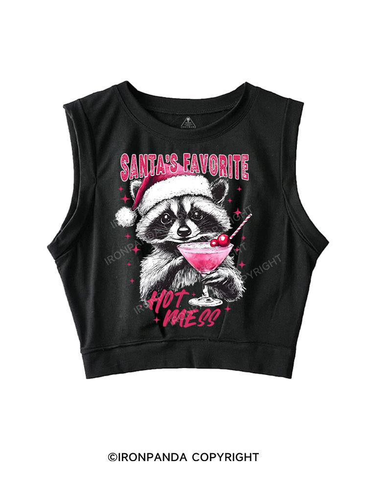 SANTA'S FAVORITE HOT MESS SLEEVELESS CROP TOPS