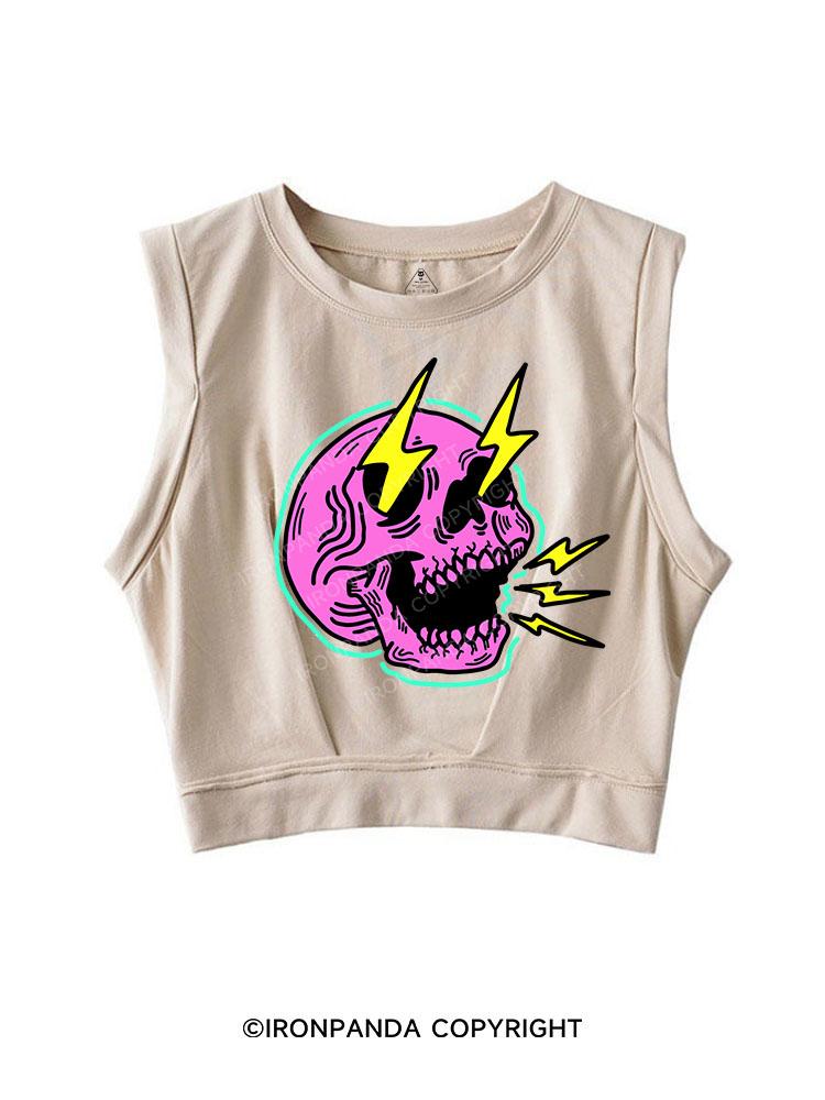 LIGHTNING SKELETON SLEEVELESS CROP TOPS