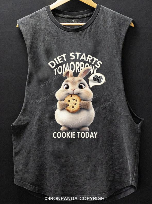 DIET STARTS TOMORROW COOKIE TODAY BUNNY SCOOP BOTTOM COTTON TANK