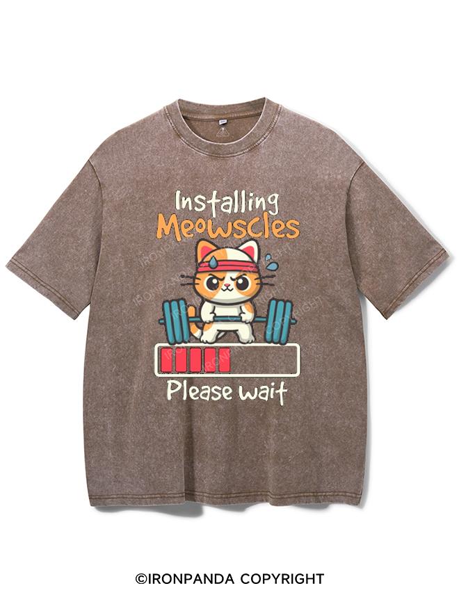 INSTALLING MEOWSCLES PLEASE WAIT VINTAGE GYM SHIRT