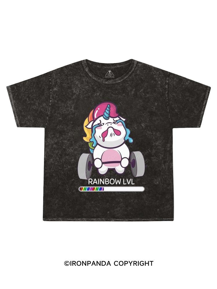 Unicorn Rainbow Level  Kids Washed T-Shirt