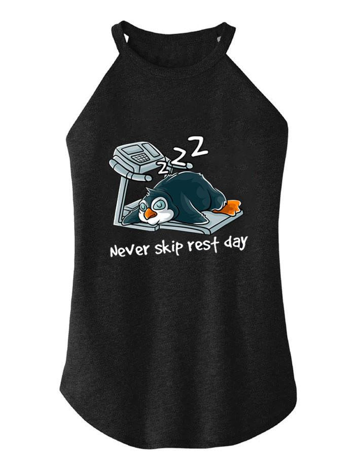 PENGUIN NEVER SKIP REST DAY TRI ROCKER COTTON TANK