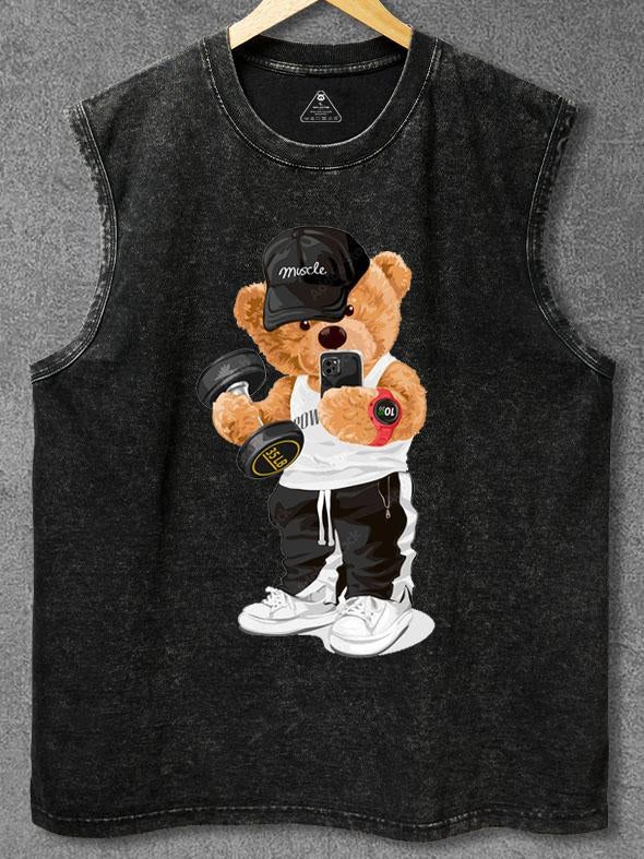 bear doll fitness selfie Washed Gym Tank