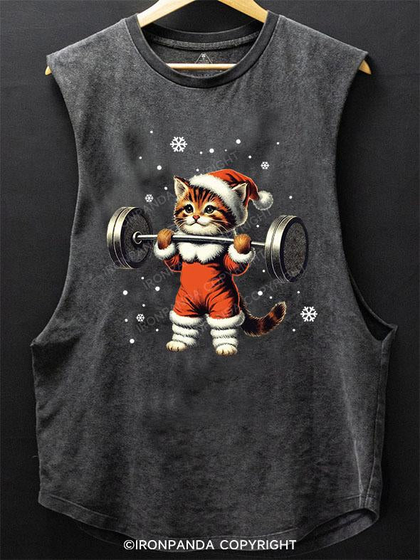 SANTA KITTEN WORKOUT SCOOP BOTTOM COTTON TANK