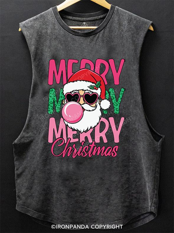 MERRY MERRY MERRY CHRISTMAS SCOOP BOTTOM COTTON TANK