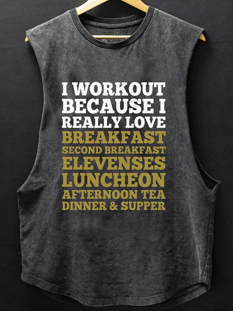 I workout because I really like food SCOOP BOTTOM COTTON TANK