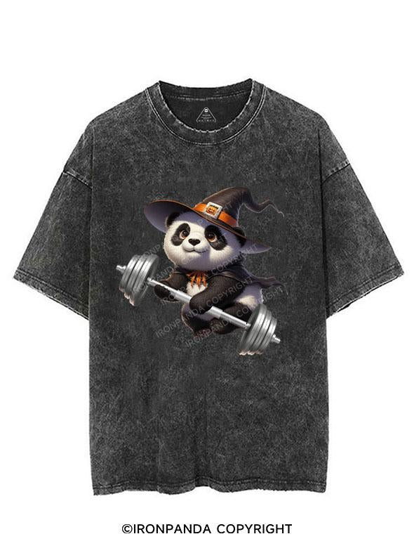 HALLOWEEN LIFTING PANDA VINTAGE GYM SHIRT