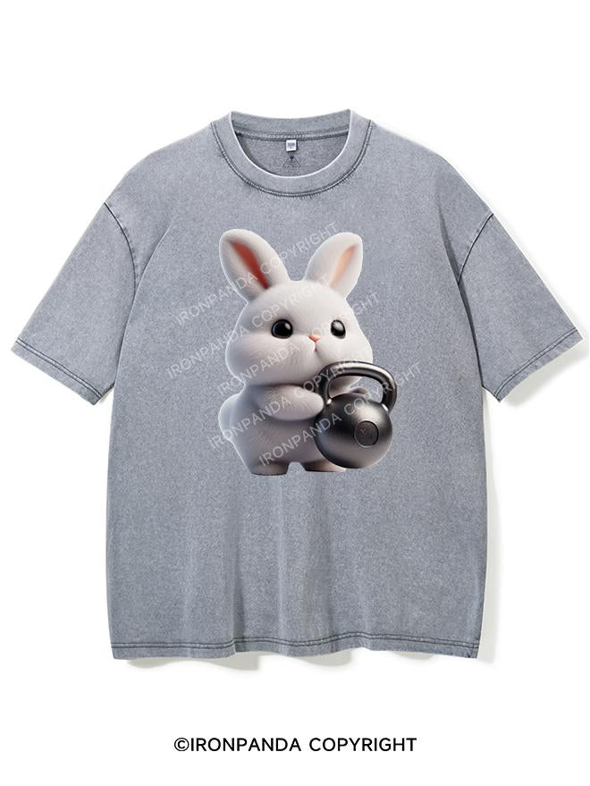 CUTE BUNNY KETTLEBELL VIBES VINTAGE GYM SHIRT