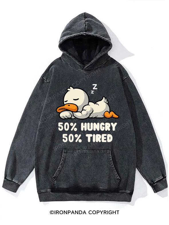 50% hungry 50% tired duck Washed Gym Hoodie