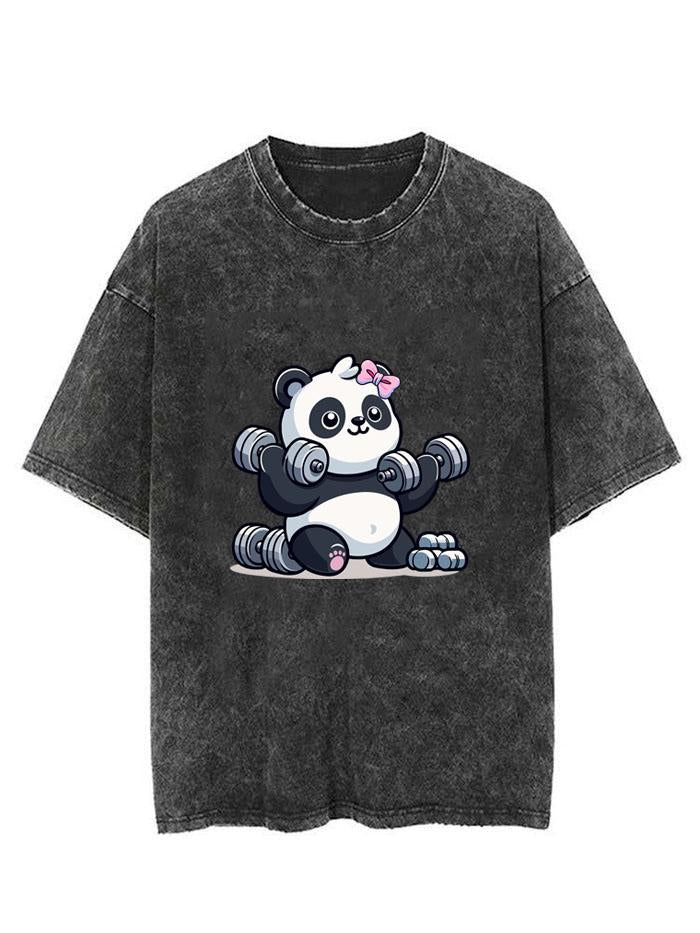 PANDA DUMBBEL VINTAGE GYM SHIRT