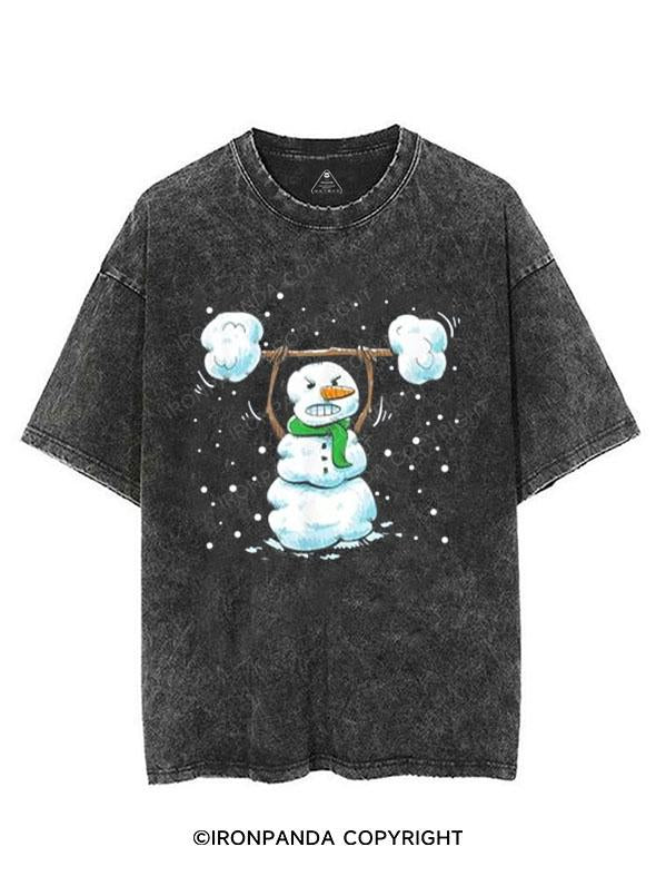 Christmas Weightlifting Snowman VINTAGE GYM SHIRT