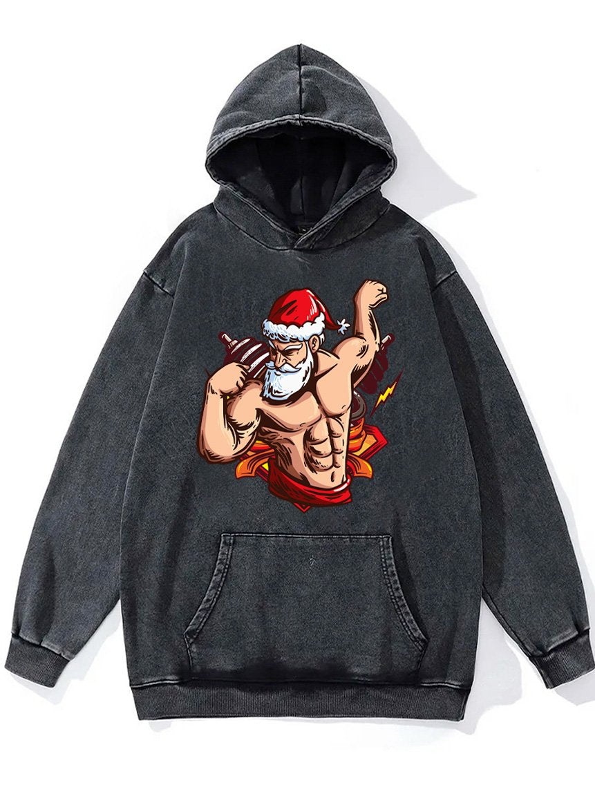 bobybuilder santa claus Washed Gym Hoodie