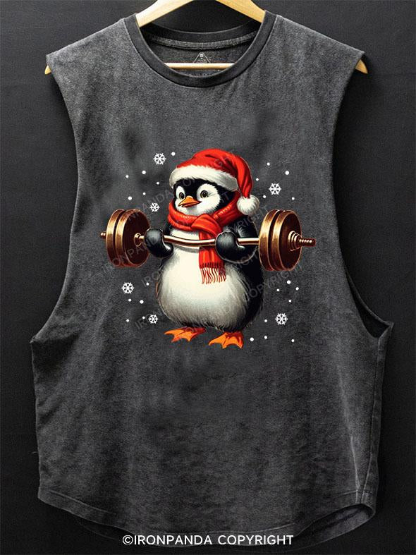 CHRISTMAS DEADLIFT PENGUIN SCOOP BOTTOM COTTON TANK