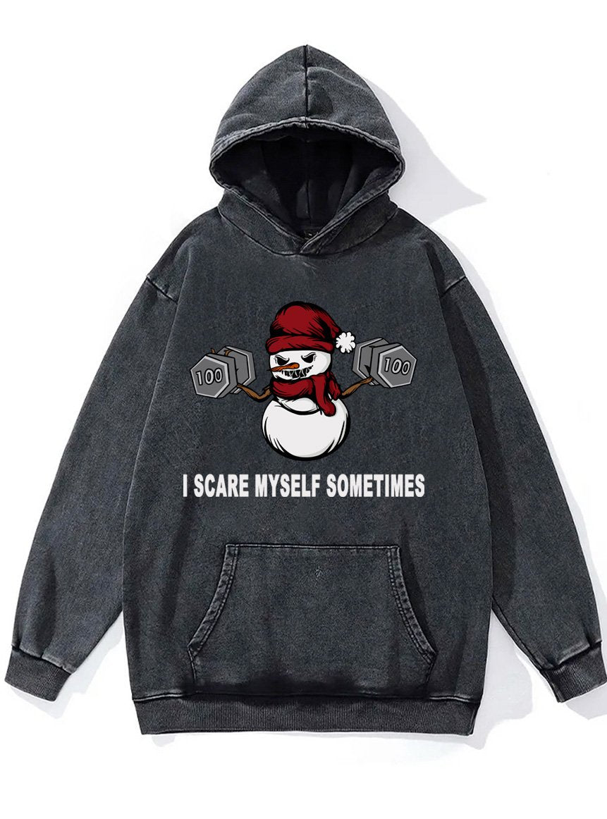 I scare myself sometimes snowman Washed Gym Hoodie