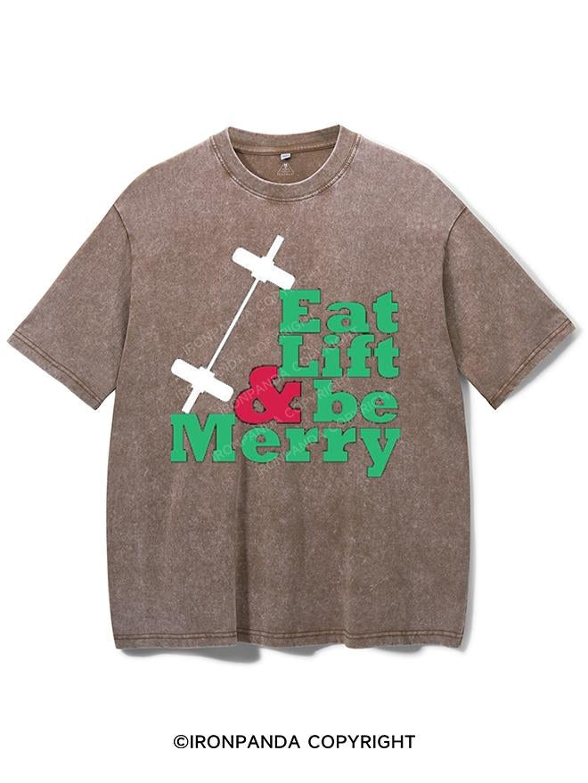 EAT LIFT & BE MERRY VINTAGE GYM SHIRT