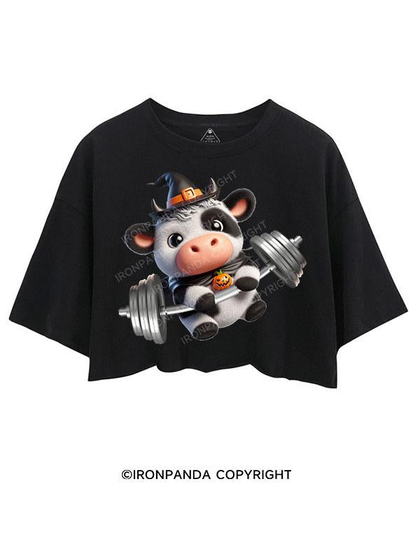 HALLOWEEN SWOLE COW CROP TOPS