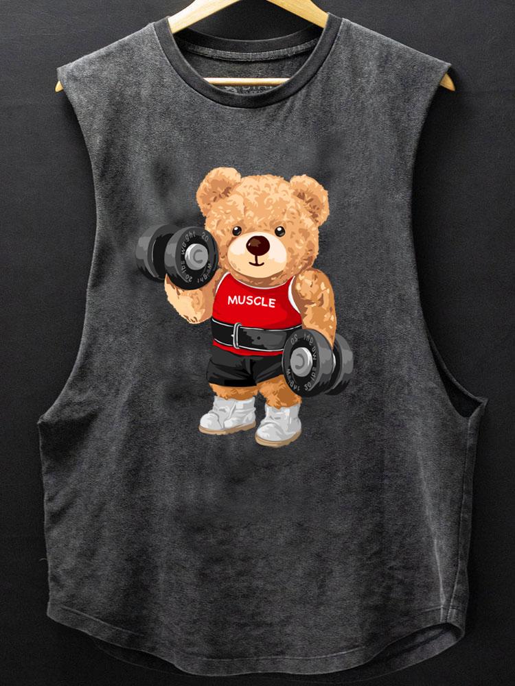 dumbbell weightlifting toy bear SCOOP BOTTOM COTTON TANK