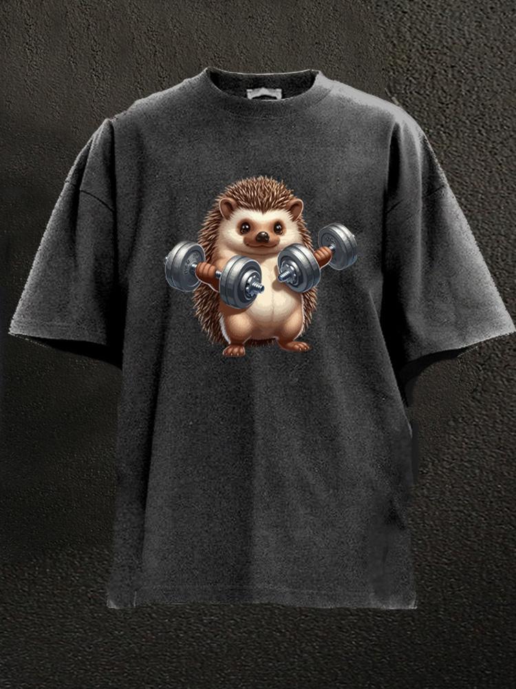 hedgehog weightliting Washed Gym Shirt