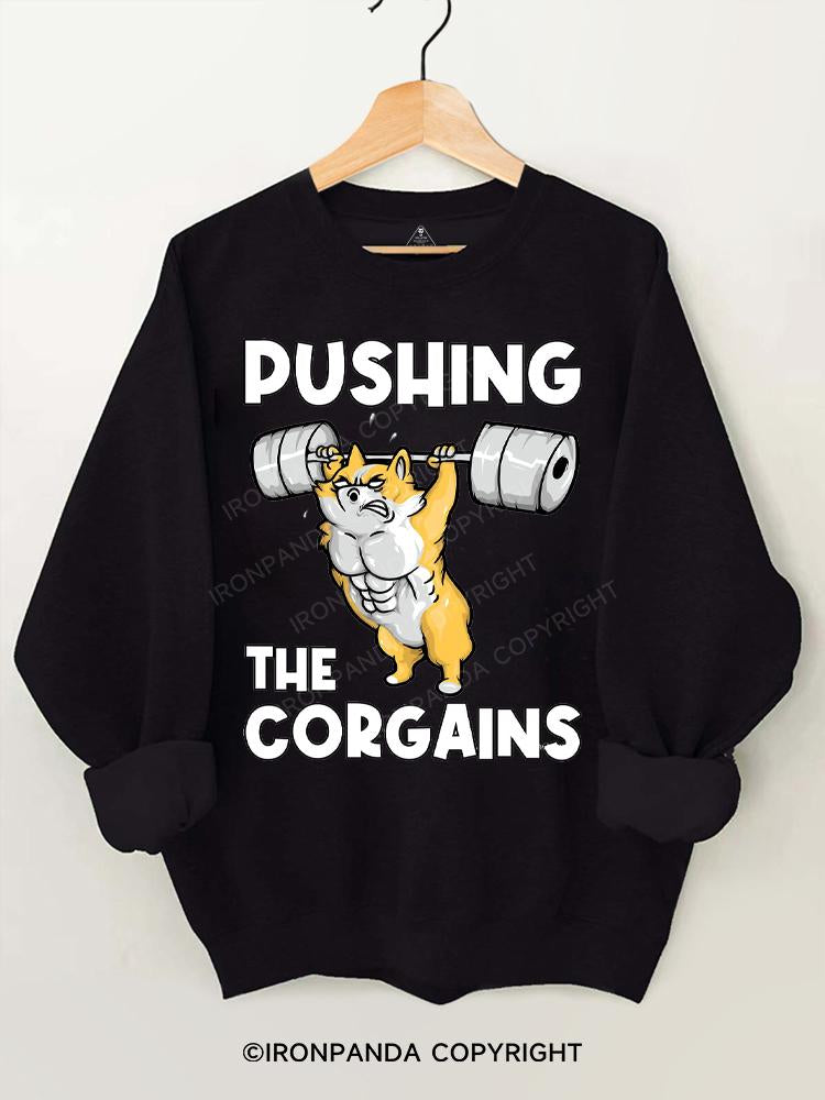 Pushing The Corgains Gym Sweatshirt