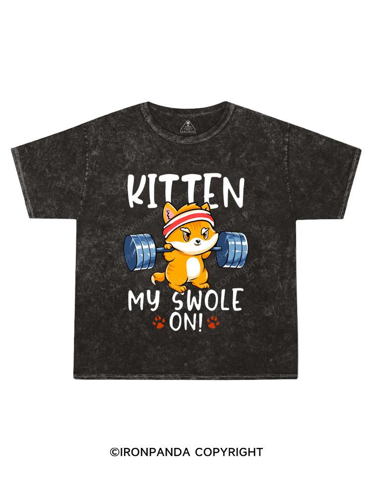 Kitten My Swole On Kids Washed T-Shirt