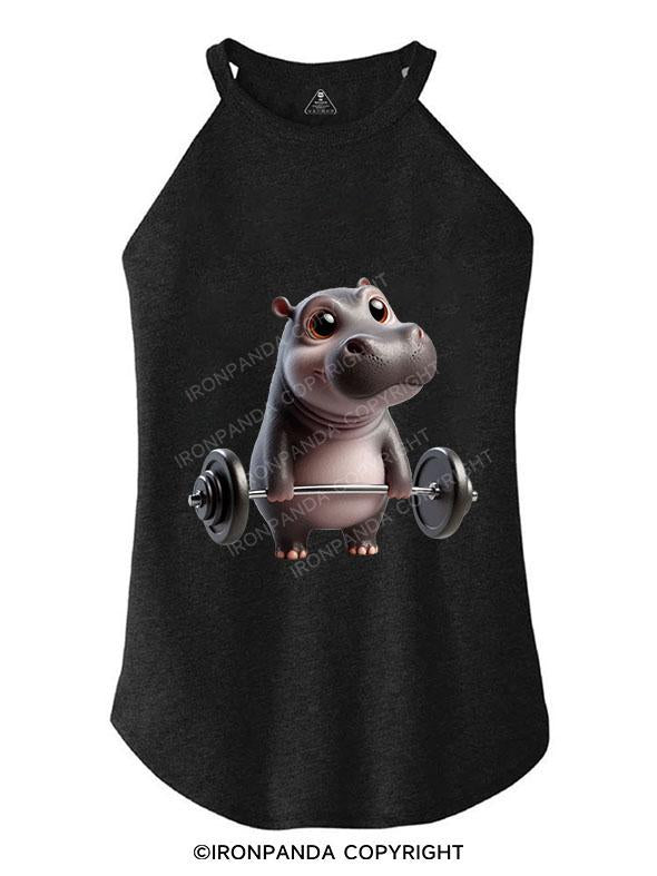 HIPPO LIFTING LIKE A BOSS TRI ROCKER COTTON TANK