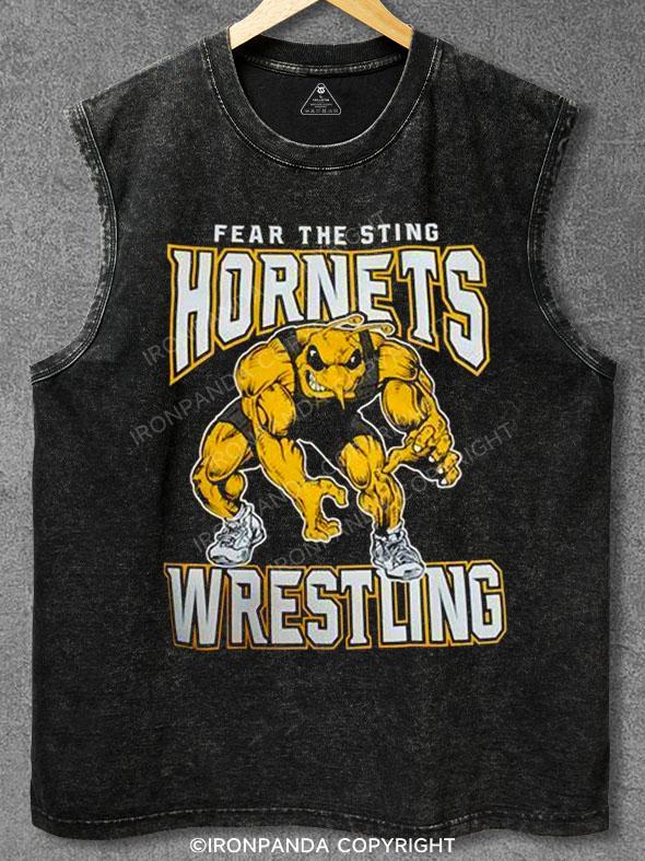 FEAR THE STING HORNETS WRESTLING Washed Gym Tank