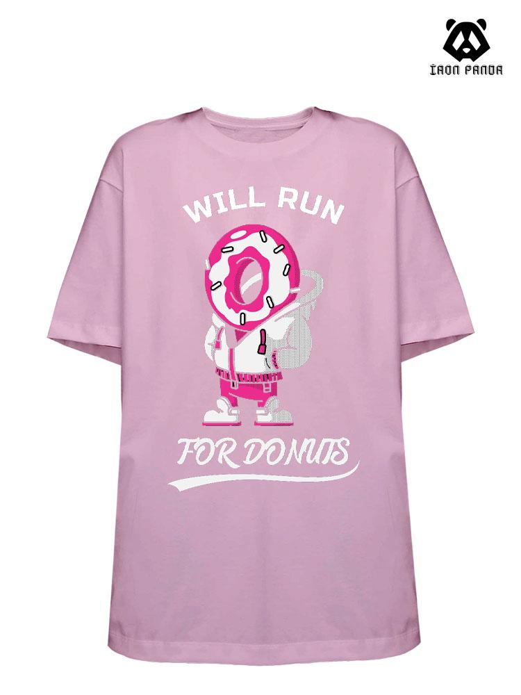 will run for donuts Loose fit cotton  Gym T-shirt