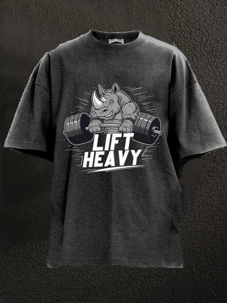 Lift Heavy Rhino Washed Gym Shirt