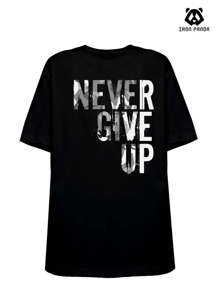 never give up Loose fit cotton  Gym T-shirt