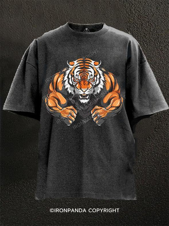 strong tiger Washed Gym Shirt