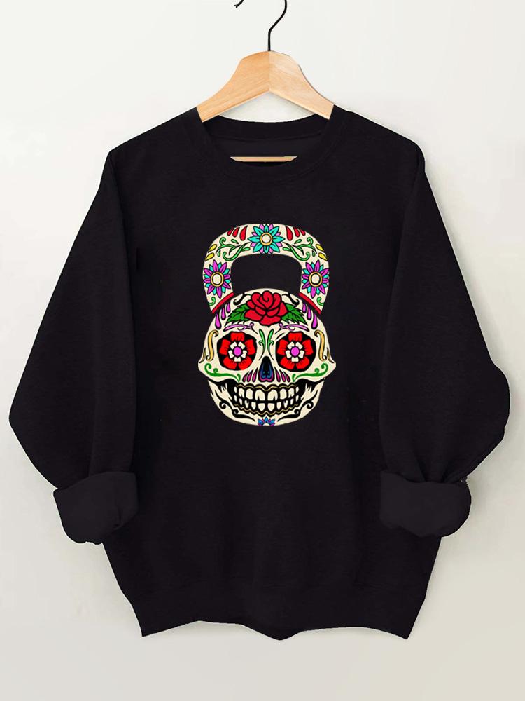 Dia De Los Muertos Kettlebell Vintage Gym Sweatshirt