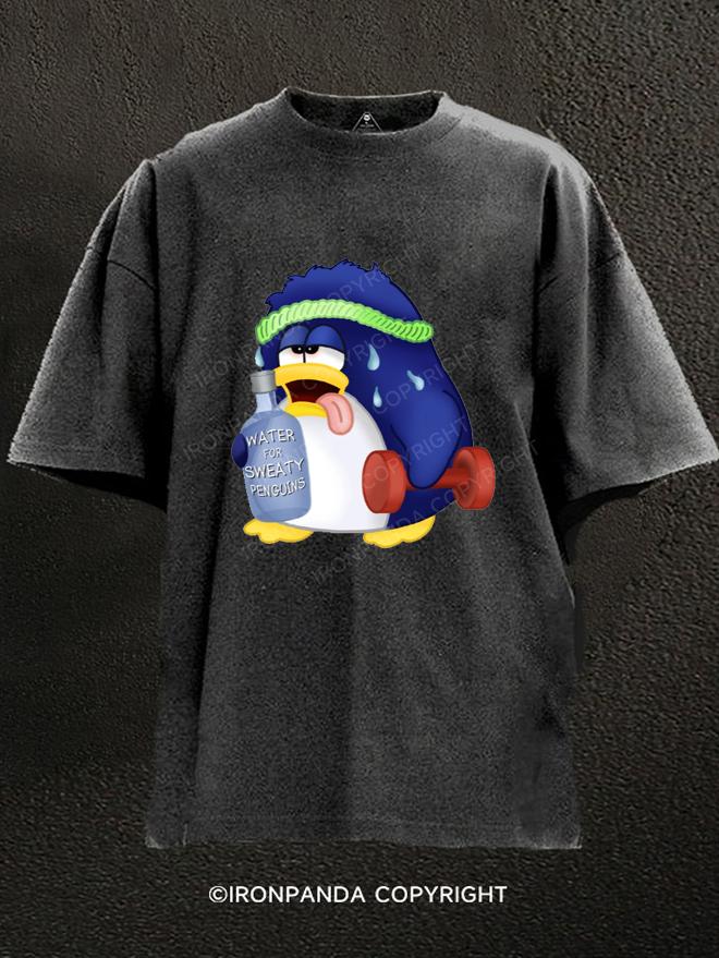 Sweaty Penguin Workout Washed Gym Shirt