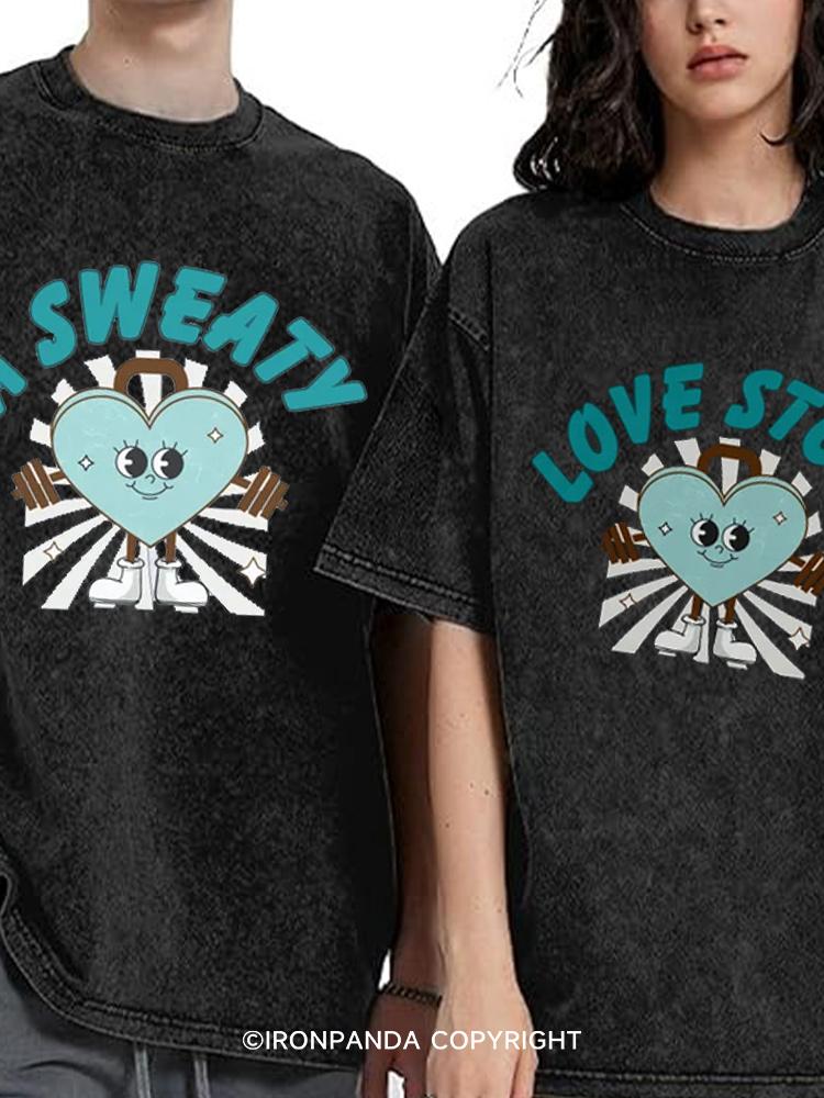 A Sweaty Love Story Washed Matching Couple Gym Shirt