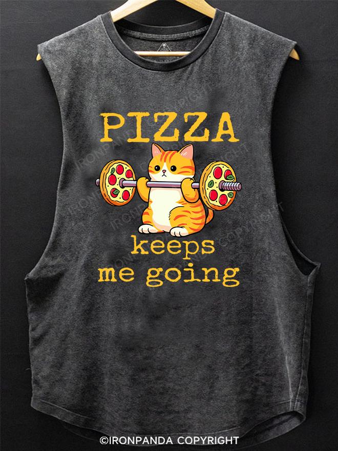 Pizza keeps me going SCOOP BOTTOM COTTON TANK