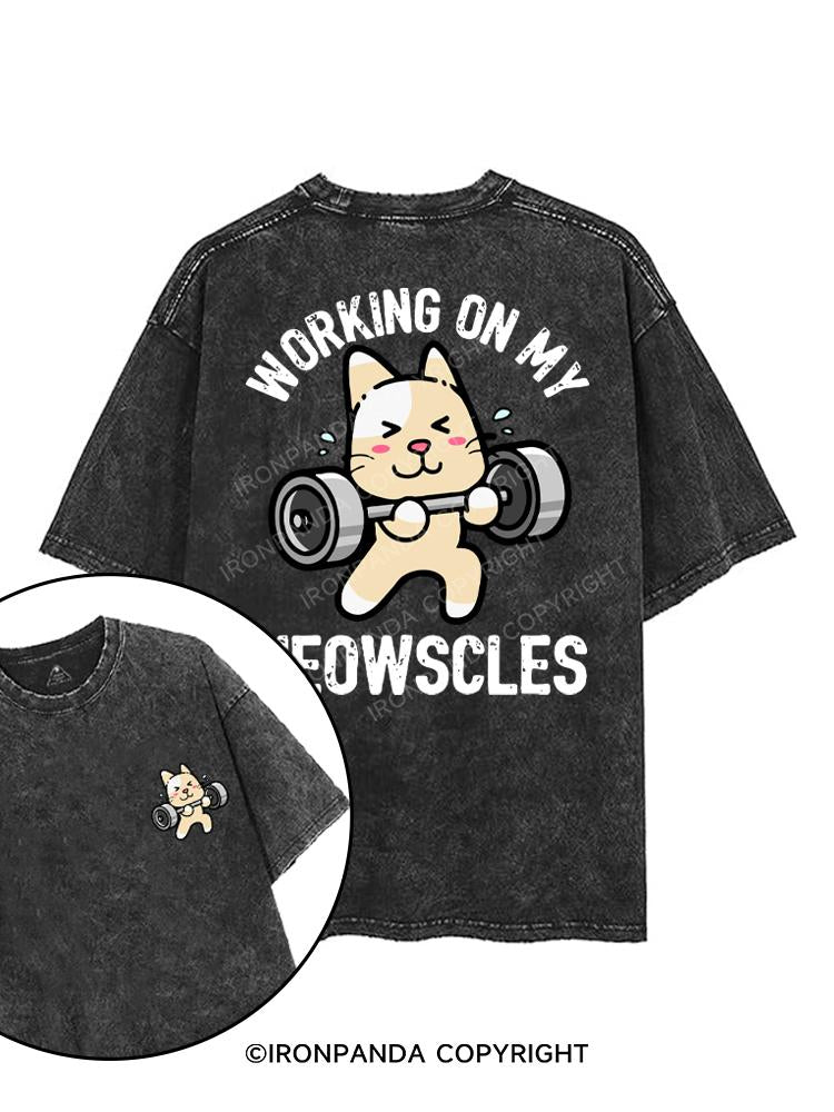 working on my meowscles printed Gym Shirt